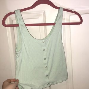 Mint green button up tank top